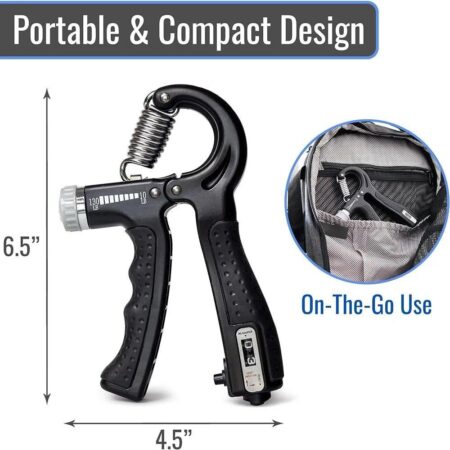 Adjustable Resistance Hand Grip Trainer 10-130lbs Black ABS