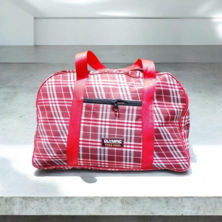 Red Plaid Duffle Bag for Travel Gym Daily Use