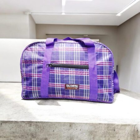 Purple Plaid Duffle Bag for Travel Gym & Daily Use