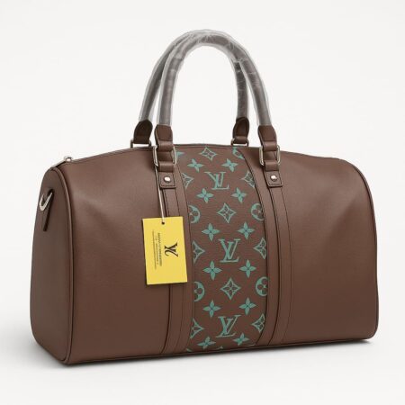 Brown Leather Duffle Bag 20" Multicolor Monogram